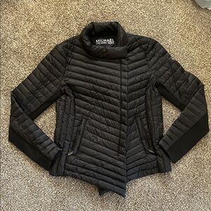 Michael Kors Black Chevron Quilted Puffer Jacket